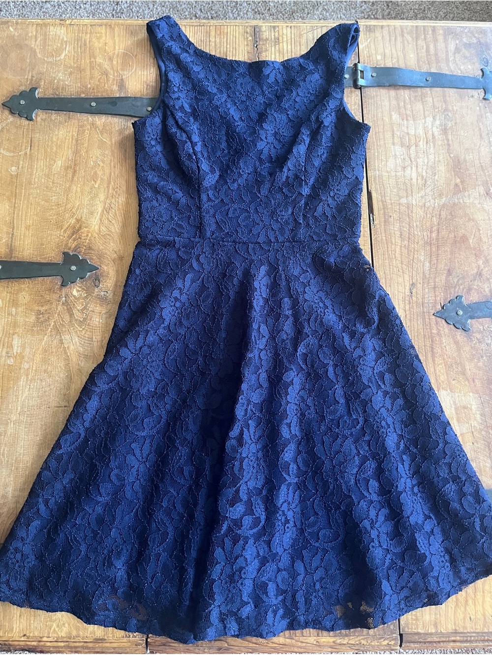 Speechless Navy Floral Lace Knee Length Dress